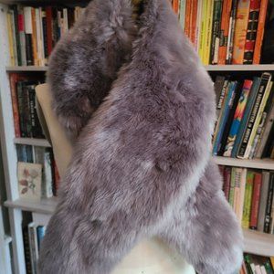 Beautiful Pewter Gray Faux Fur Stole